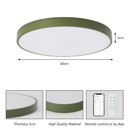 Brilagi - Luminaire LED dimmable POOL SMART LED/100W/230V, Ø 80 cm, Wi-Fi Tuya + télécommande, vert
