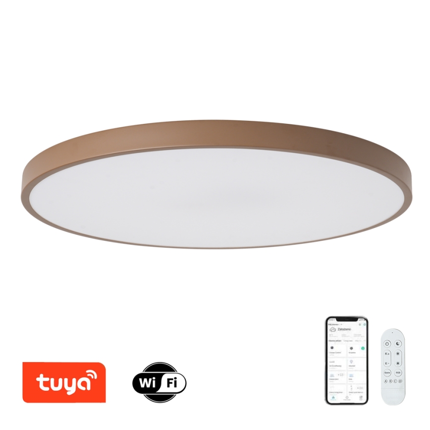 Brilagi - Luminaire LED dimmable POOL SMART LED/128W/230V Ø 100 cm Wi‑Fi Tuya + télécommande marron