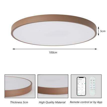 Brilagi - Luminaire LED dimmable POOL SMART LED/128W/230V Ø 100 cm Wi‑Fi Tuya + télécommande marron