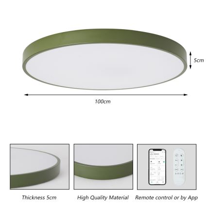 Brilagi - Luminaire LED dimmable POOL SMART LED/128W/230V Ø 100 cm Wi‑Fi Tuya + télécommande vert