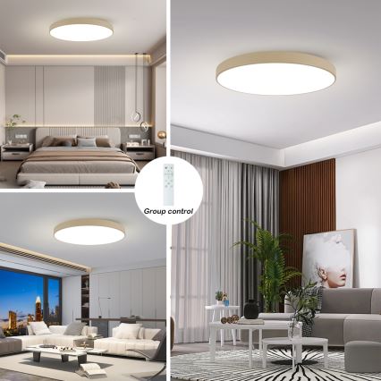 Brilagi - plafonnier LED dimmable POOL SMART LED/128W/230V 3000-6000K 100 cm beige Wi-Fi Tuya + télécommande