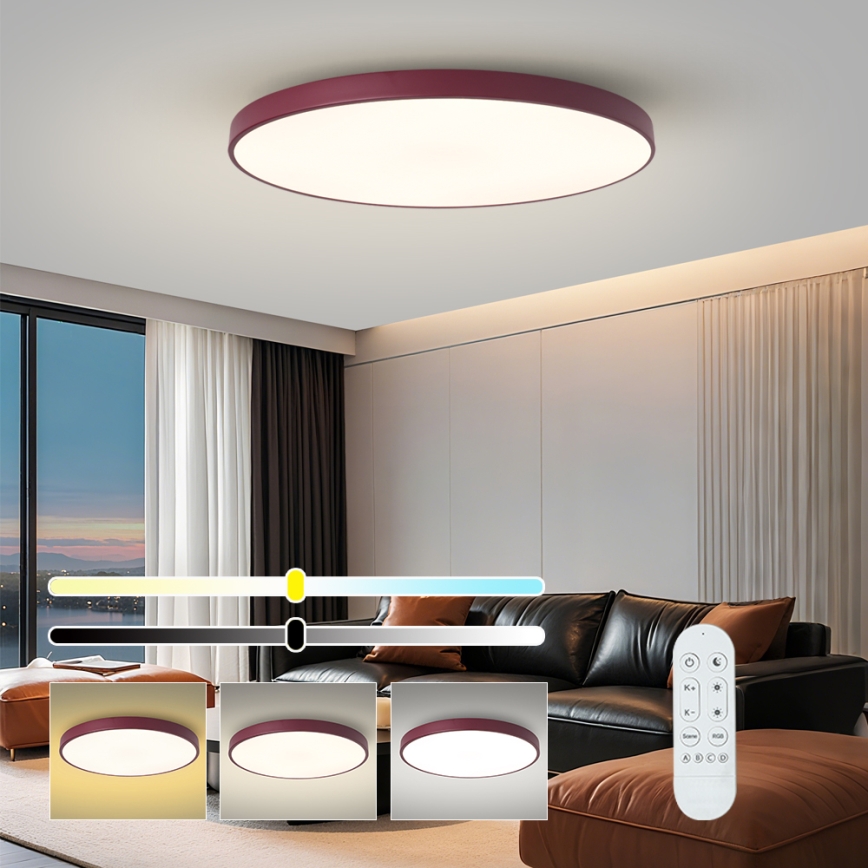 Brilagi - Luminaire LED dimmable POOL SMART LED/128W/230V Ø 100 cm 3000–6000K Wi‑Fi Tuya + télécommande bordeaux