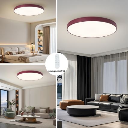 Brilagi - Luminaire LED dimmable POOL SMART LED/128W/230V Ø 100 cm 3000–6000K Wi‑Fi Tuya + télécommande bordeaux