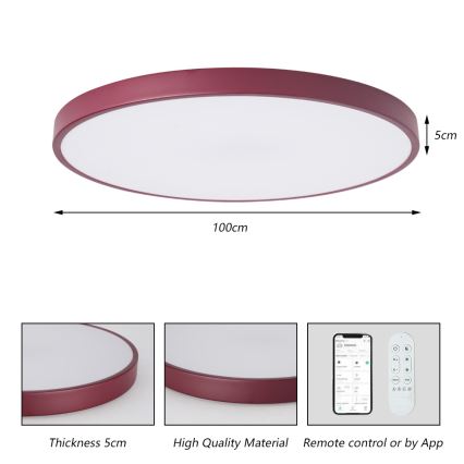 Brilagi - Luminaire LED dimmable POOL SMART LED/128W/230V Ø 100 cm 3000–6000K Wi‑Fi Tuya + télécommande bordeaux
