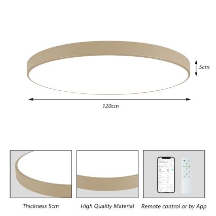 Brilagi - Plafonnier LED dimmable POOL SMART LED/180W/230V 3000-6000K 120 cm beige Wi-Fi Tuya + télécommande