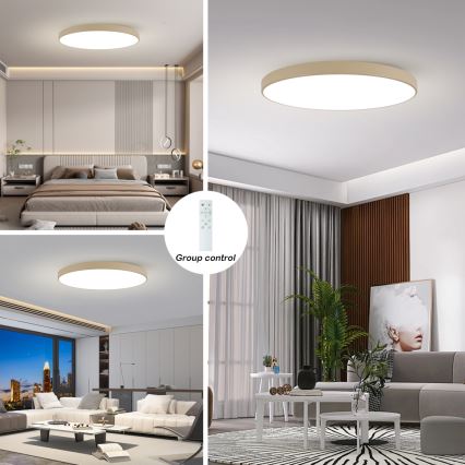 Brilagi - Plafonnier LED dimmable POOL SMART LED/180W/230V 3000-6000K 120 cm beige Wi-Fi Tuya + télécommande