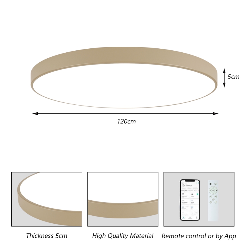 Brilagi - Plafonnier LED dimmable POOL SMART LED/180W/230V 3000-6000K 120 cm beige Wi-Fi Tuya + télécommande