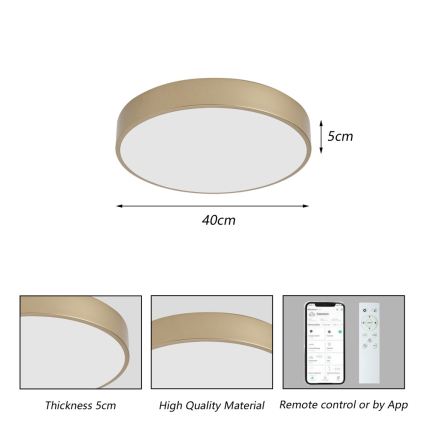 BRILAGI - Plafonnier LED dimmable POOL SMART LED/48W/230V 3000-6000K diam. 40 cm Wi-Fi Tuya doré + télécommande