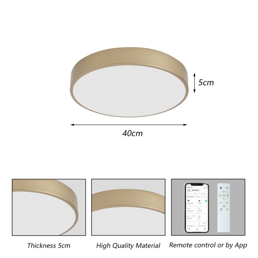 BRILAGI - Plafonnier LED dimmable POOL SMART LED/48W/230V 3000-6000K diam. 40 cm Wi-Fi Tuya doré + télécommande