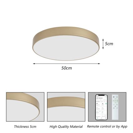 Brilagi - Plafonnier LED dimmable POOL SMART LED/60W/230V 3000-6000K Ø 50 cm Wi-Fi Tuya doré + télécommande