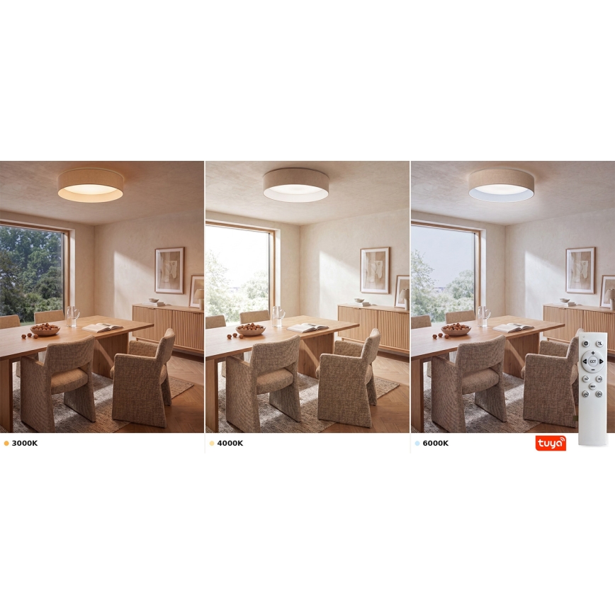 Brilagi - Plafonnier LED dimmable VELVET SMARTIX STARS LED/24W/230V 3000-6000K Ø 45 cm crème Wi-Fi Tuya Beacon + télécommande