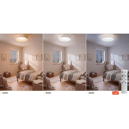 Brilagi - Plafonnier LED dimmable VELVET SMARTIX LED/24W/230V 3000-6000K Ø 45 cm blanc/fleurs Wi‑Fi Tuya Beacon + télécommande