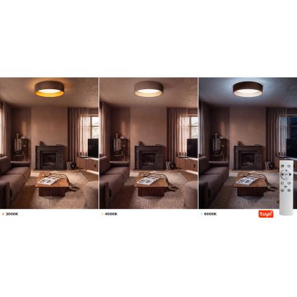 Brilagi - Plafonnier LED dimmable VELVET SMARTIX LED/24W/230V 3000–6000K Ø 45 cm marron/doré Wi-Fi Tuya Beacon + télécommande