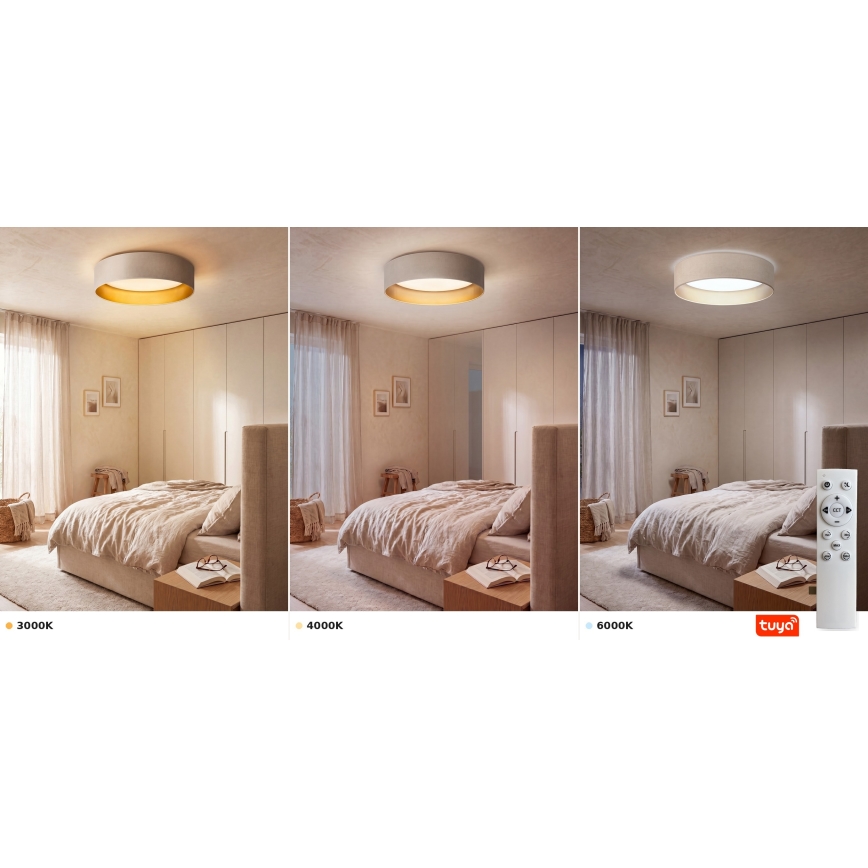 Brilagi - Plafonnier LED dimmable VELVET SMARTIX LED/24W/230V 3000–6000K Ø 45 cm crème/doré Wi-Fi Tuya Beacon + télécommande