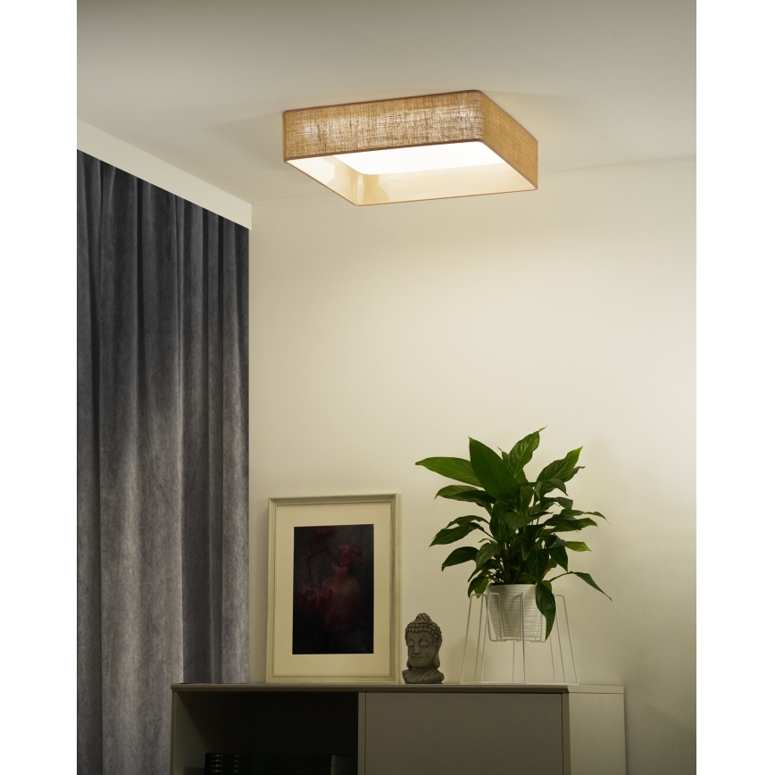 Brilagi - Plafonnier LED dimmable VELVET SQUARE SMART LED/36W/230V 60x60 cm 2700-6500K Wi-Fi Tuya + télécommande marron