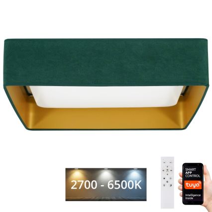 Brilagi - Plafonnier dimmable VELVET SQUARE SMART LED/36W/230V 60x60 cm 2700-6500K Wi-Fi Tuya + télécommande vert