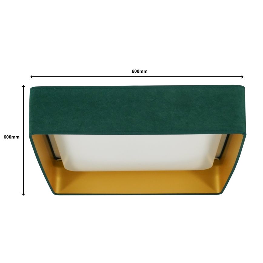 Brilagi - Plafonnier dimmable VELVET SQUARE SMART LED/36W/230V 60x60 cm 2700-6500K Wi-Fi Tuya + télécommande vert