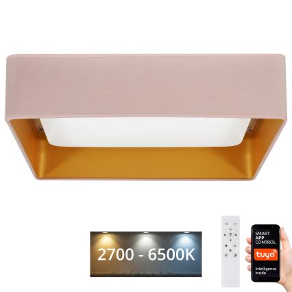 Brilagi - Plafonnier LED dimmable VELVET SQUARE SMART LED/36W/230V 60x60 cm 2700-6500K Wi-Fi Tuya + télécommande rose