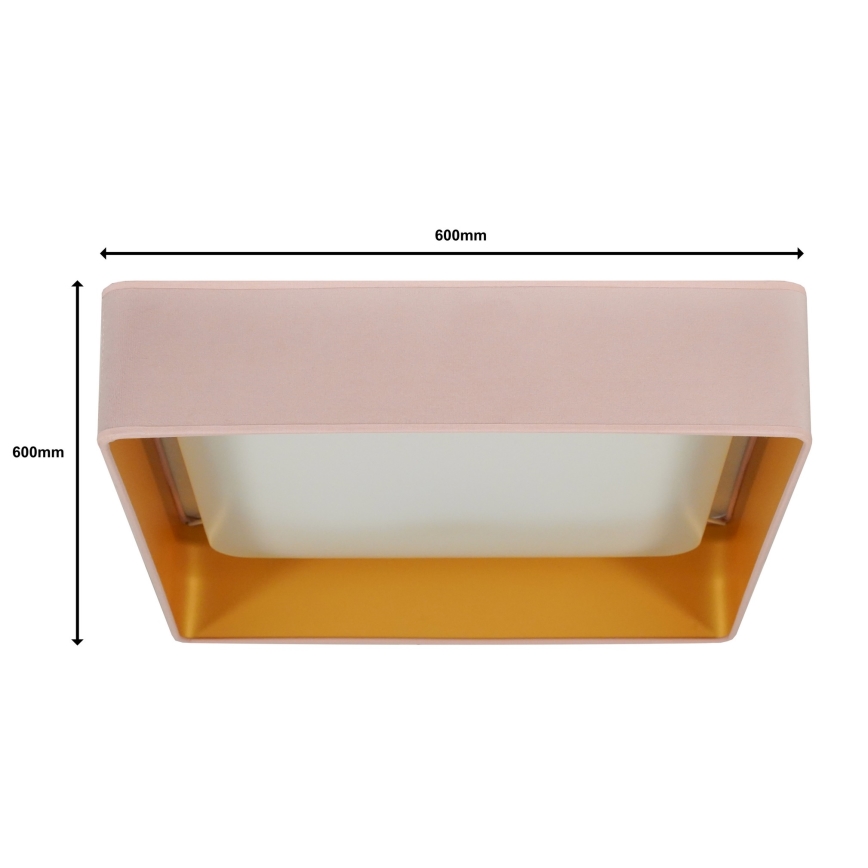 Brilagi - Plafonnier LED dimmable VELVET SQUARE SMART LED/36W/230V 60x60 cm 2700-6500K Wi-Fi Tuya + télécommande rose