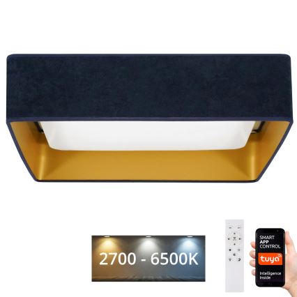 Brilagi - Plafonnier LED dimmable VELVET SQUARE SMART LED/36W/230V 60x60 cm 2700-6500K Wi-Fi Tuya + télécommande bleu foncé