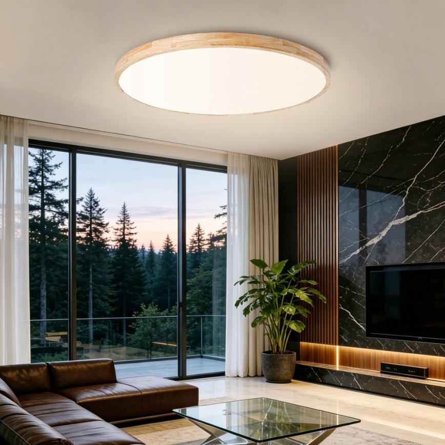 Brilagi - Plafonnier LED dimmable WOODLINE LED/128W/230V 3000-6000K chêne Ø 100 cm + télécommande