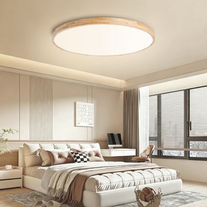 Brilagi - Plafonnier LED dimmable WOODLINE LED/128W/230V 3000-6000K chêne Ø 100 cm + télécommande