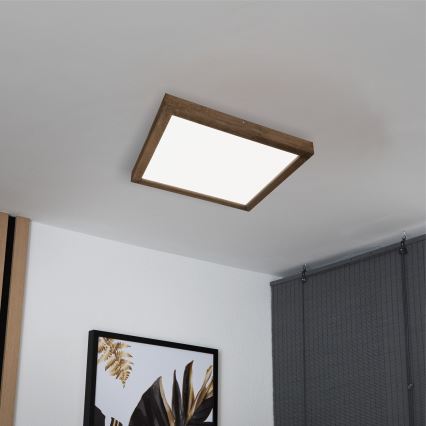 BRILAGI - Plafonnier LED dimmable pour salle de bains WOODY FRAME LED/50W/230V chêne noyer 60x60 cm 3000-6000K IP44 + télécommande