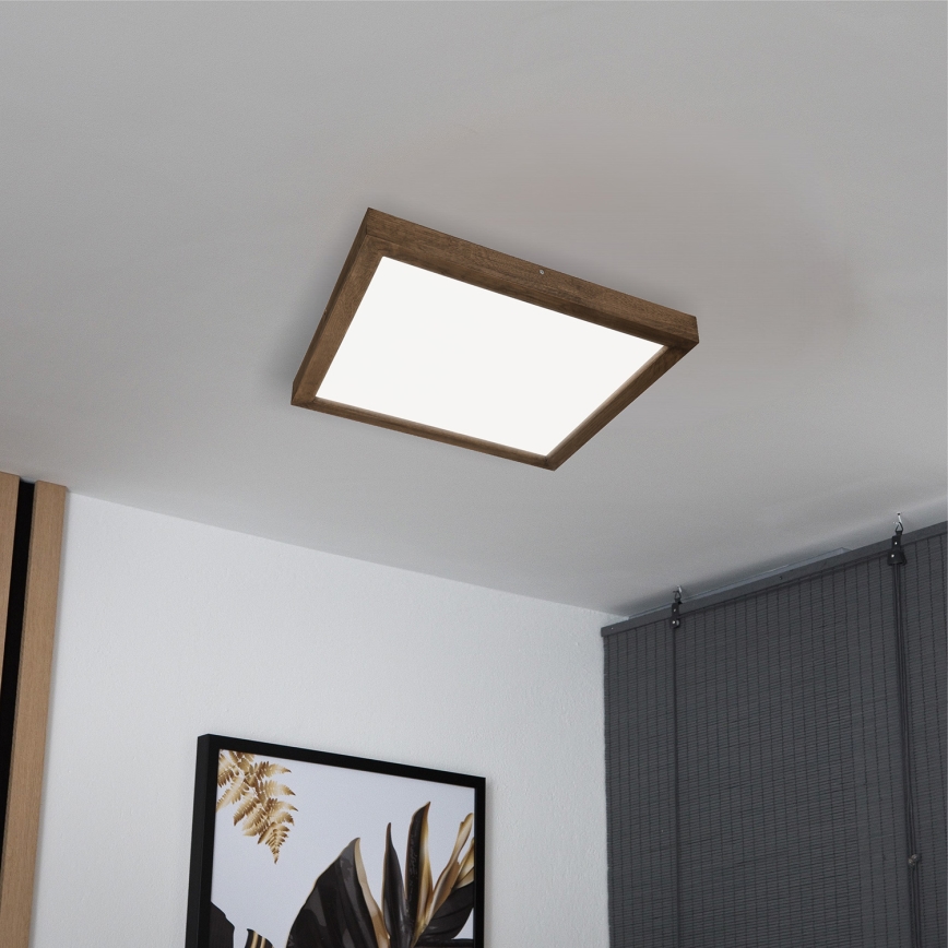 BRILAGI - Plafonnier LED dimmable pour salle de bains WOODY FRAME LED/50W/230V chêne noyer 60x60 cm 3000-6000K IP44 + télécommande