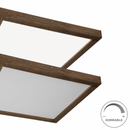 BRILAGI - Plafonnier LED dimmable pour salle de bains WOODY FRAME LED/50W/230V chêne noyer 60x60 cm 3000-6000K IP44 + télécommande