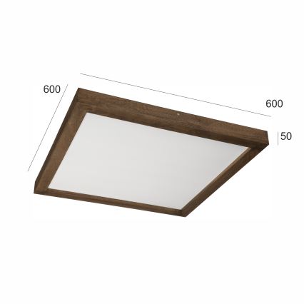 BRILAGI - Plafonnier LED dimmable pour salle de bains WOODY FRAME LED/50W/230V chêne noyer 60x60 cm 3000-6000K IP44 + télécommande