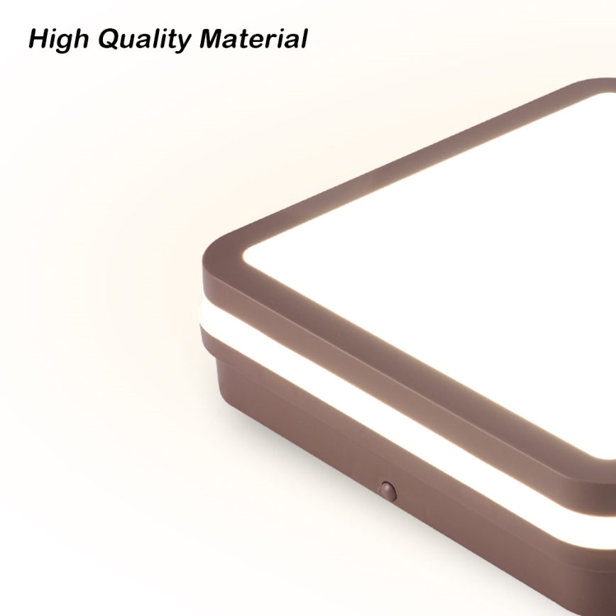 Brilagi - Plafonnier extérieur LED avec capteur BENE LED/24W/230V 26 x 26 cm brun IP54