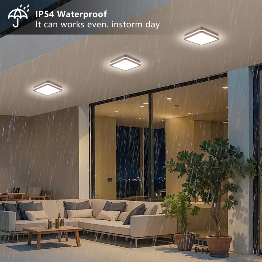 Brilagi - Plafonnier extérieur LED avec capteur BENE LED/24W/230V 26 x 26 cm brun IP54