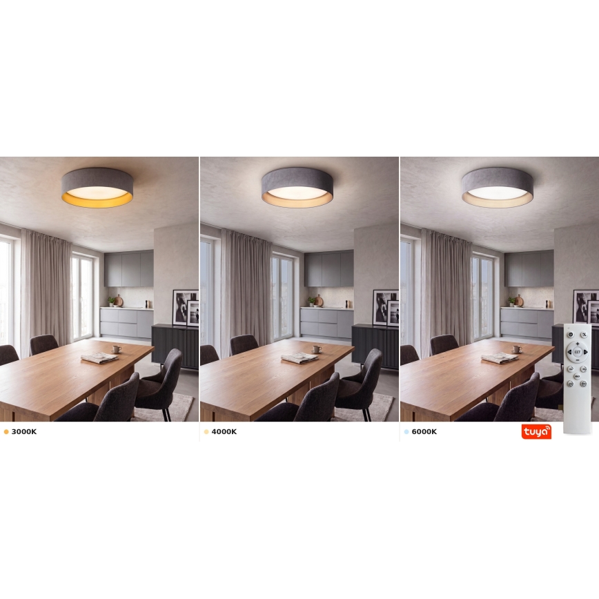 Brilagi - Plafonnier LED dimmable VELVET SMARTIX STARS LED/24W/230V 3000–6000K Ø45 cm gris/doré Wi-Fi Tuya Beacon + télécommande