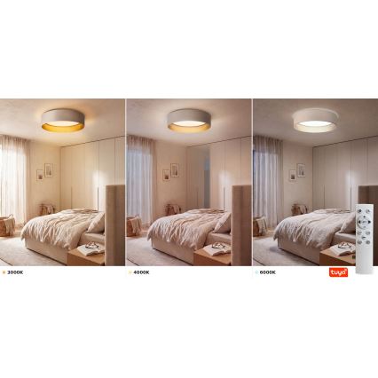 Brilagi - Plafonnier LED dimmable VELVET SMARTIX STARS LED/36W/230V 3000-6000K Ø 55 cm crème/doré Wi-Fi Tuya Beacon + télécommande