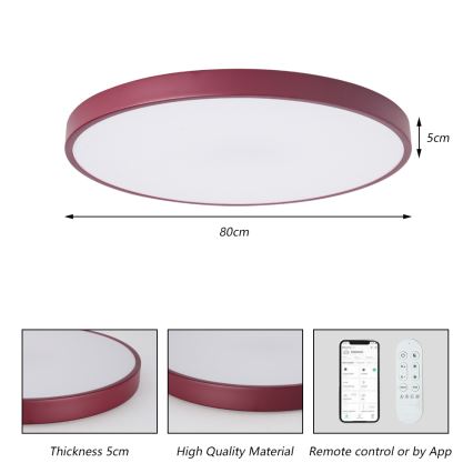 Brilagi - Luminaire LED dimmable POOL SMART LED/100W/230V Ø 80 cm Wi-Fi Tuya + télécommande bordeaux