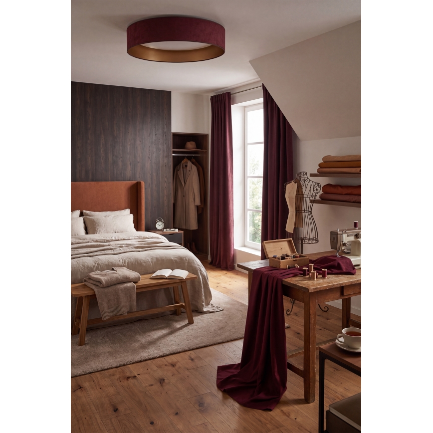 Brilagi - Plafonnier LED dimmable VELVET SMART VARI LED/24W/230V 3000-6500K Ø 45 cm bordeaux/doré + télécommande
