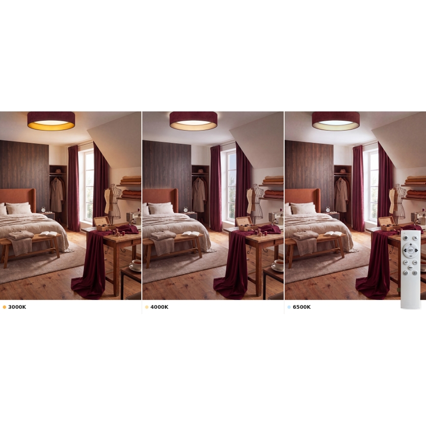 Brilagi - Plafonnier LED dimmable VELVET SMART VARI LED/24W/230V 3000-6500K Ø 45 cm bordeaux/doré + télécommande