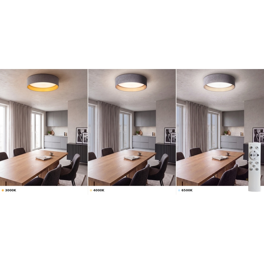 Brilagi - Plafonnier LED dimmable VELVET SMART VARI LED/36W/230V 3000-6500K Ø 55 cm gris/doré + télécommande