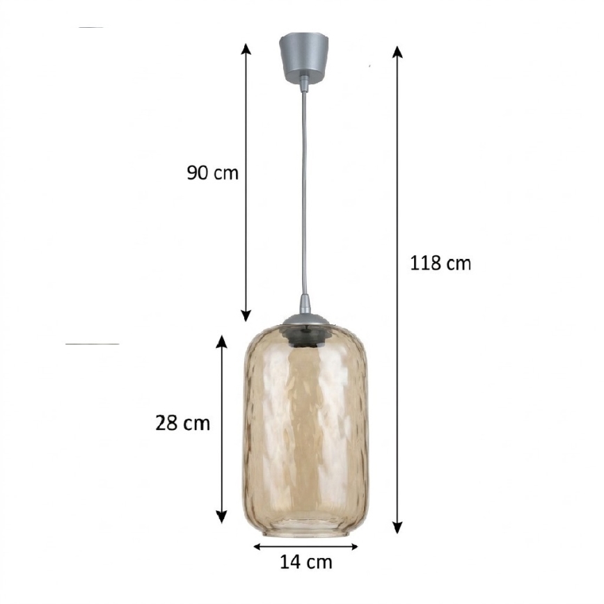 Brilagi - Suspension LED sur câble RETRO GLASS 1xE27/60W/230V Ø 14 cm argenté/marron fumé