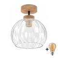 BRILAGI - LED Lustre fixé en surface RETRO GLASS 1xE27/60W/230V Ø 25 cm chêne/transparent