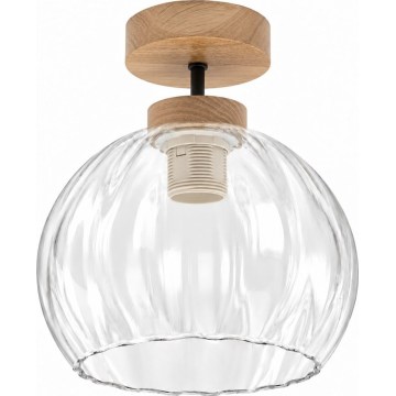 BRILAGI - LED Lustre fixé en surface RETRO GLASS 1xE27/60W/230V Ø 25 cm chêne/transparent