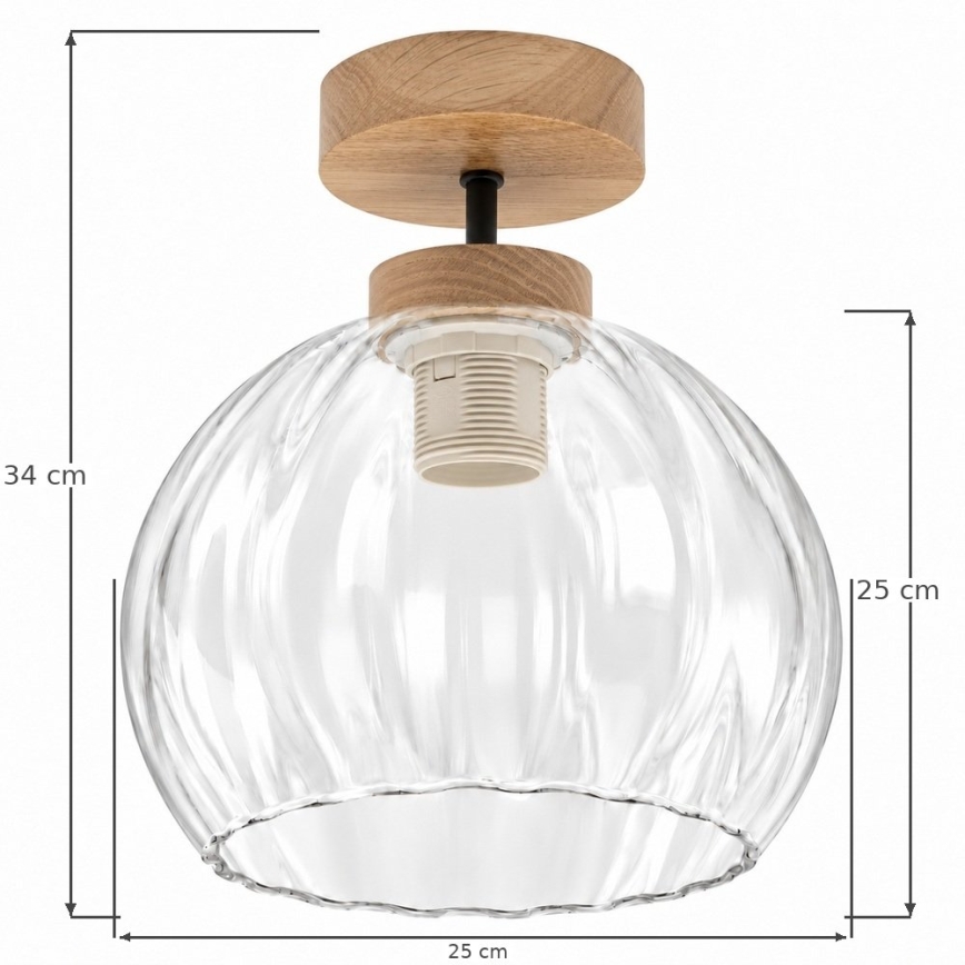 BRILAGI - LED Lustre fixé en surface RETRO GLASS 1xE27/60W/230V Ø 25 cm chêne/transparent