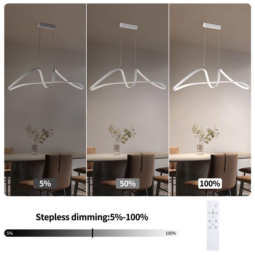 Brilagi - Suspension LED dimmable sur câble TWISTER LED/60W/230V 3000-6000K blanc + télécommande