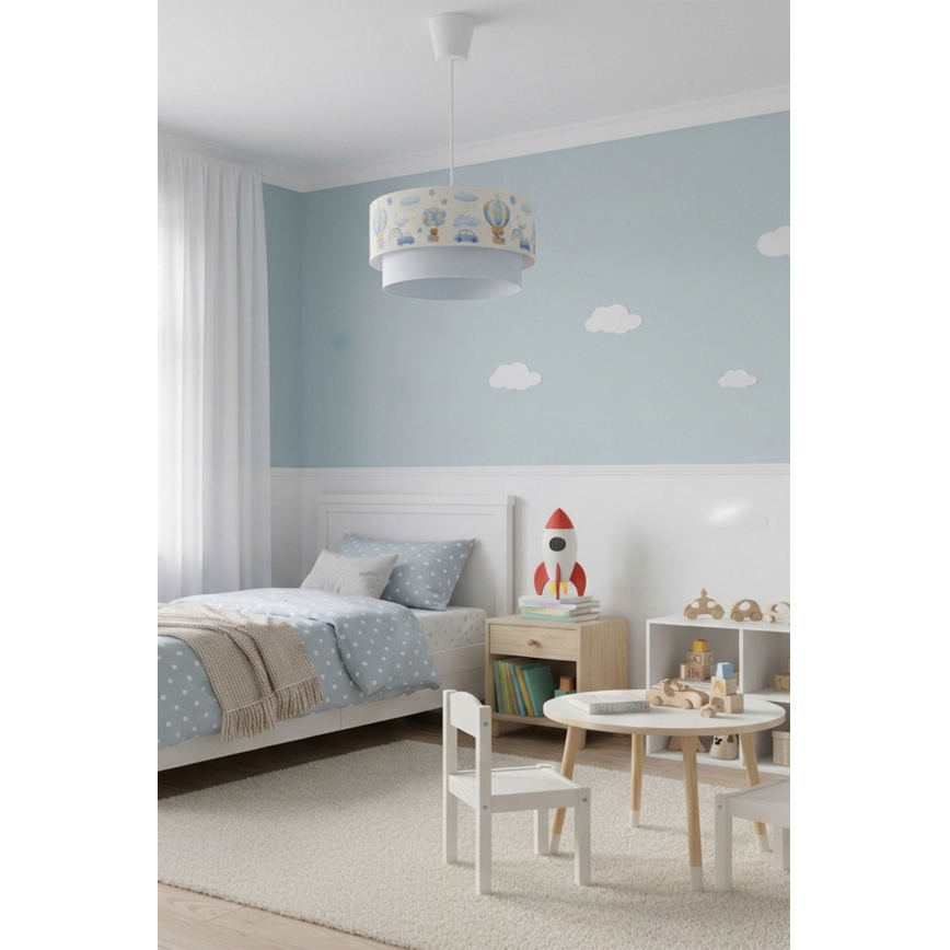 Brilagi - Lustre LED pour enfant sur câble BOBO 1xE27/10W/230V Ø 40 cm crème/bleu/oursons
