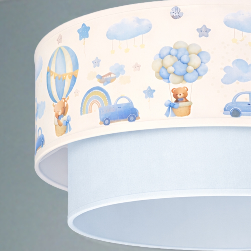 Brilagi - Lustre LED pour enfant sur câble BOBO 1xE27/10W/230V Ø 40 cm crème/bleu/oursons
