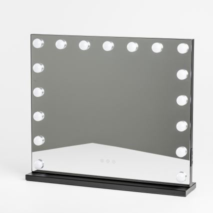 BRILAGI - Miroir de maquillage LED dimmable HOLLYWOOD LED/15W/230V CCT + 2x USB 60x50 cm noir