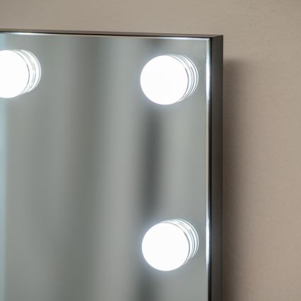 BRILAGI - Miroir de maquillage LED dimmable HOLLYWOOD LED/15W/230V CCT + 2x USB 60x50 cm noir