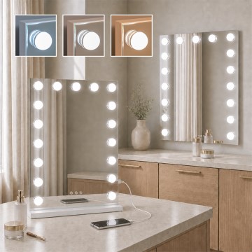 BRILAGI - LED miroir de maquillage à intensité réglable HOLLYWOOD LED/15W/230V CCT + 2x USB 55x77 cm blanc