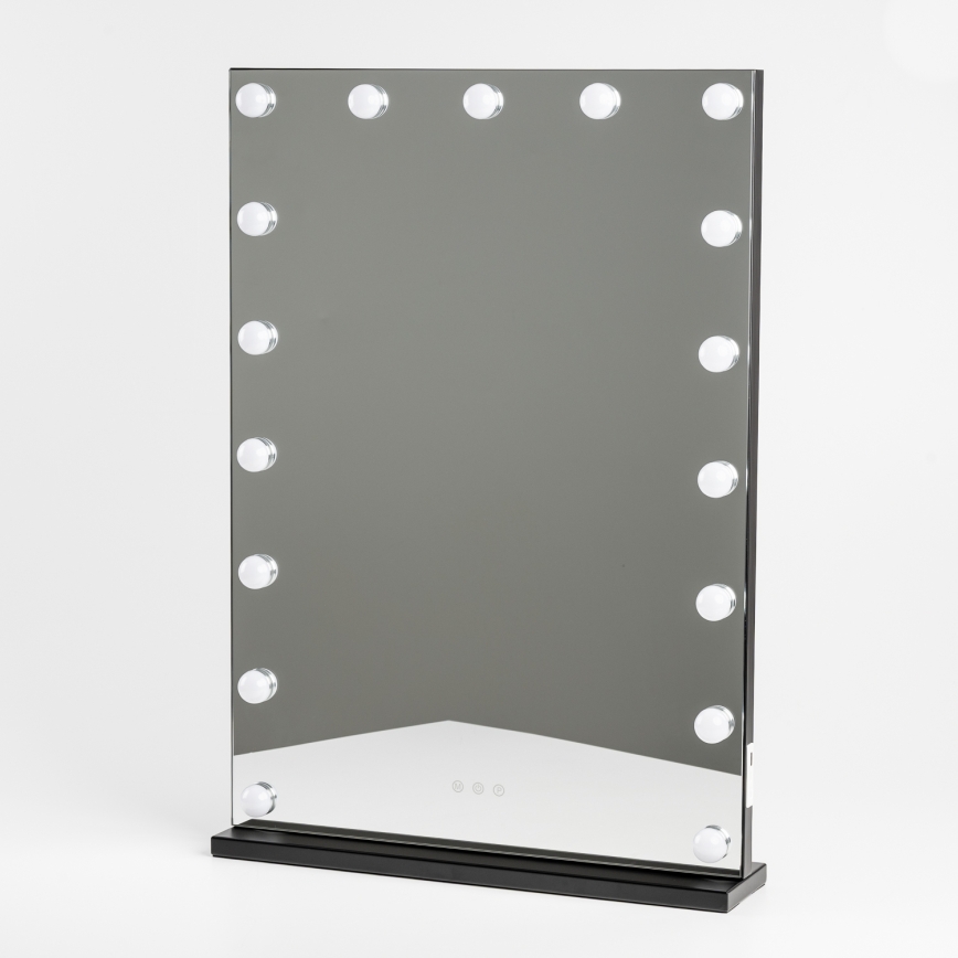 BRILAGI - Miroir de maquillage LED à intensité variable HOLLYWOOD LED/15W/230V CCT + 2x USB 55x77 cm noir