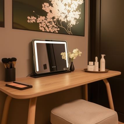 BRILAGI - Miroir de maquillage LED à intensité variable CALIFORNIA LED/22W/230V 3000/4000/6500K 58x43 cm noir